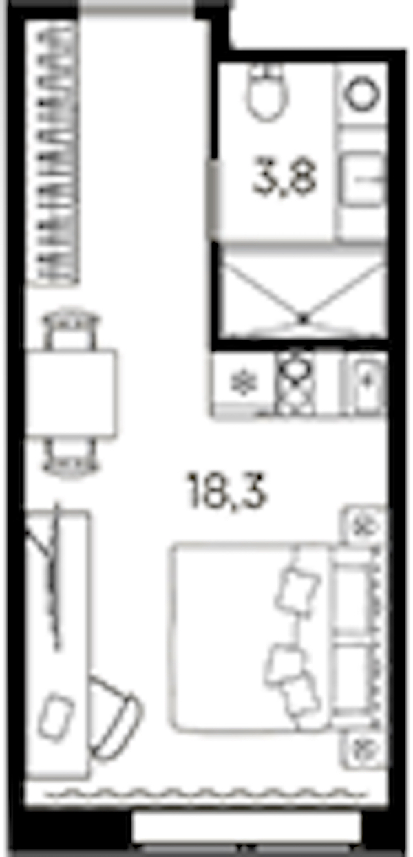 Квартира студия 22.1 м², 5/13 эт., ЖК «AVENIR Industrial»